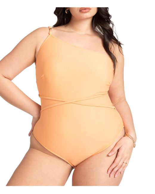 Eloquii Natural Plus Size Back Beading Detail One Piece