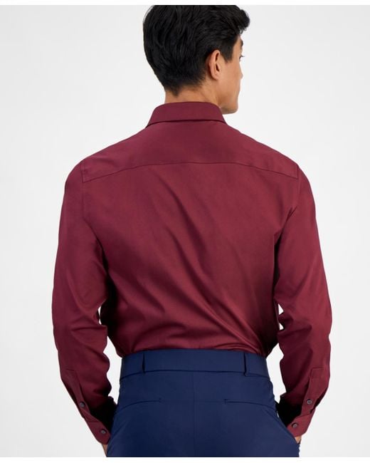 men's slim fit red dress shirt Men's Slim Fit Solid Color Dress Shirt (Red) Red / Medium/15-15.5 Neck/34-35 Sleeve main image 0