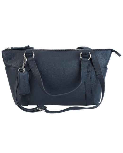 Mancini Blue Pebble Amelia Leather Crossbody Handbag