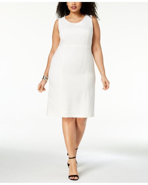 Kasper Synthetic Plus Size Crepe Sheath Dress in Vanilla (White) | Lyst