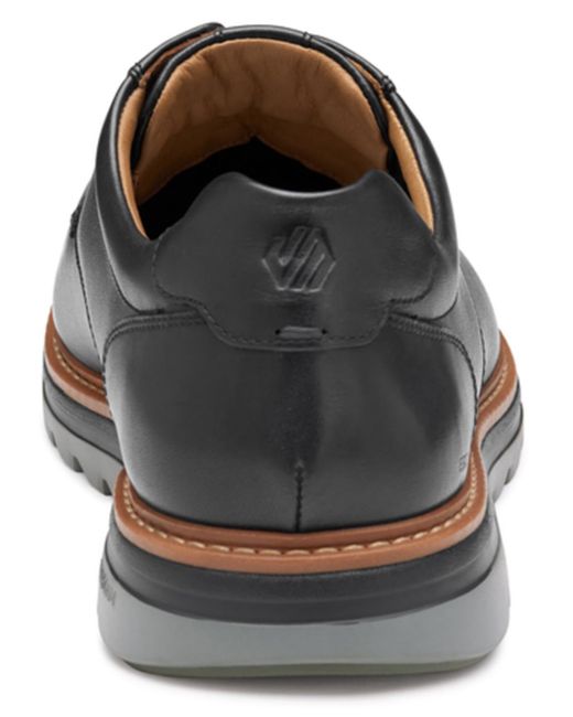 Johnston & Murphy Black Braxton Plain Round Toe Shoes for men