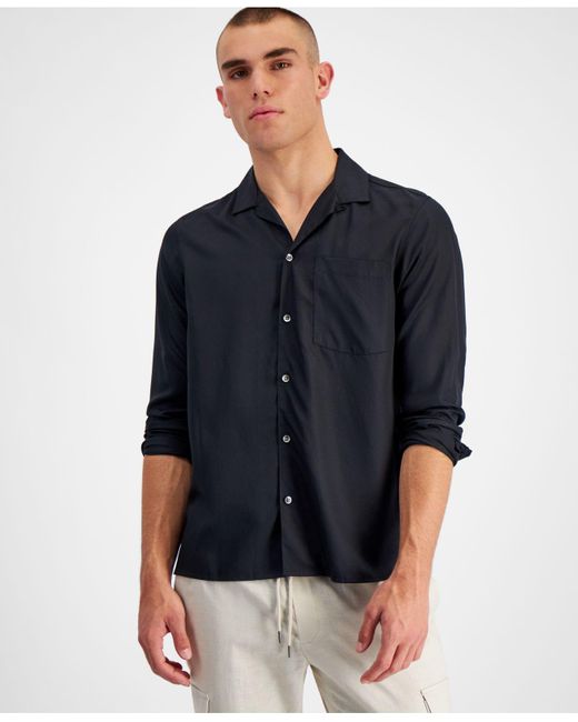 INC International Concepts Relaxed-fit Solid Camp Shirt, Created For ...