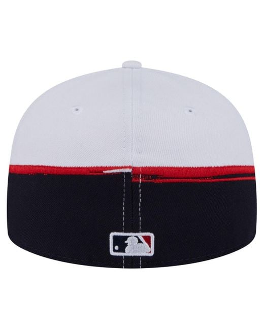 KTZ Navy/white Boston Red Sox Paint Stroke 59fiftyâ Fitted Hat for men