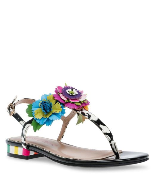 Betsey Johnson Angie Flower Embellished Flat Sandals | Lyst