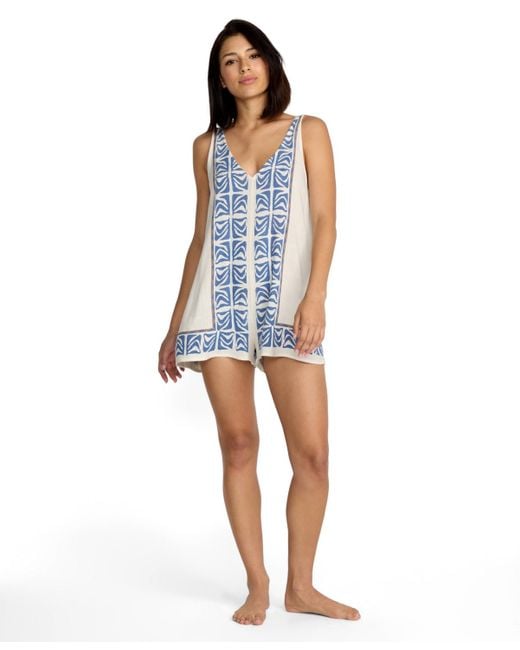 Volcom Blue Fa Emma Rushton V-neck Romper