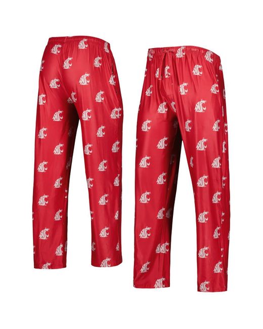 Concepts Sport Red Washington State Cougars Logo Flagship Allover Print Pants for men