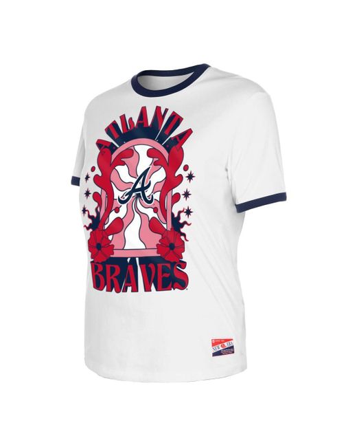 KTZ White Atlanta Braves Oversized Ringer T-shirt