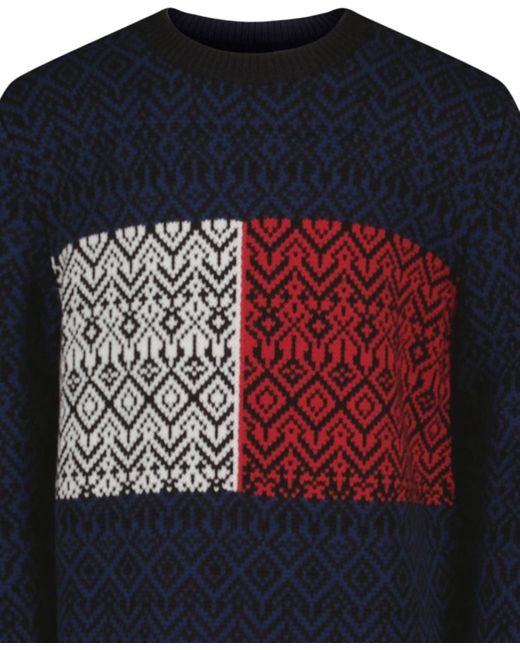 Tommy Hilfiger Blue Boys 8-20 Crewneck Sweater With Jacquard Flag for men