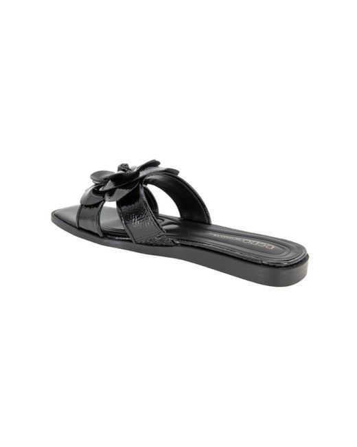 BCBGeneration Black Mazey Flower Slide Flat Sandals
