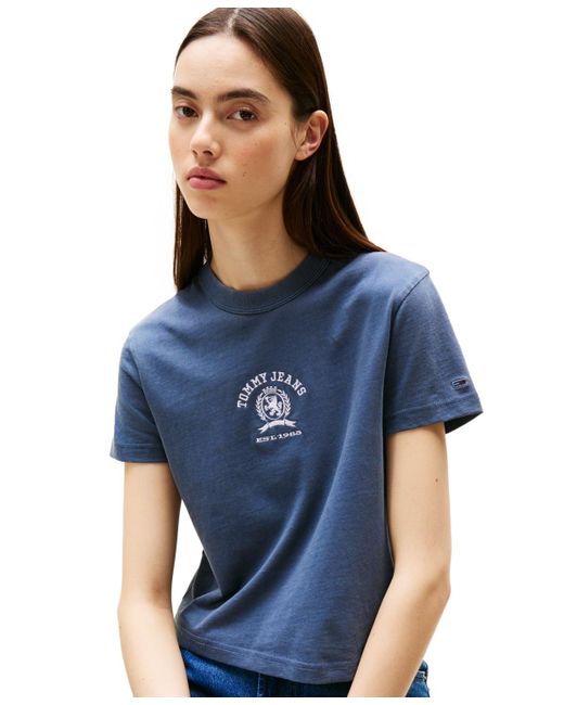 Tommy Hilfiger Blue Cotton Varsity Crest Crewneck Tee