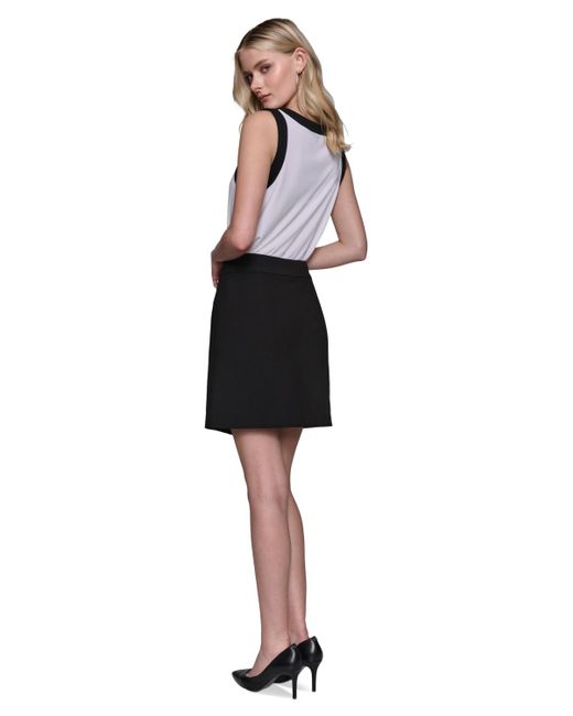 Karl Lagerfeld Black Faux-front-zipper Mini Skirt