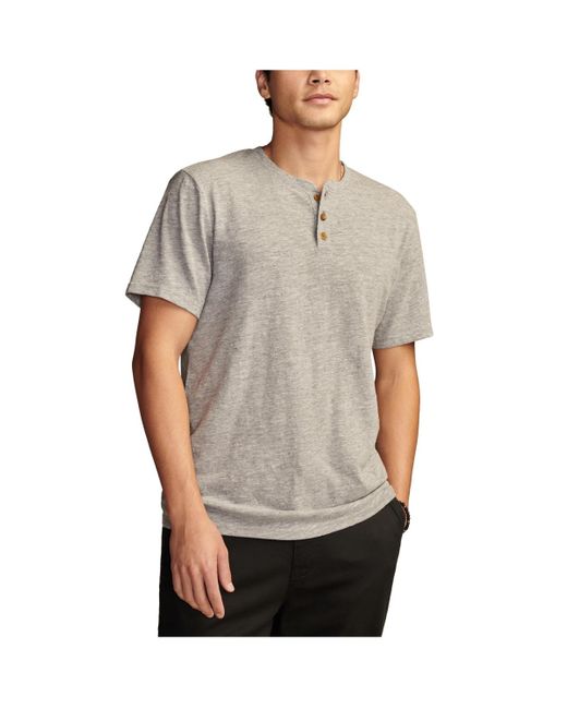 Lucky Brand Gray Linen Short Sleeve Henley T-shirt for men