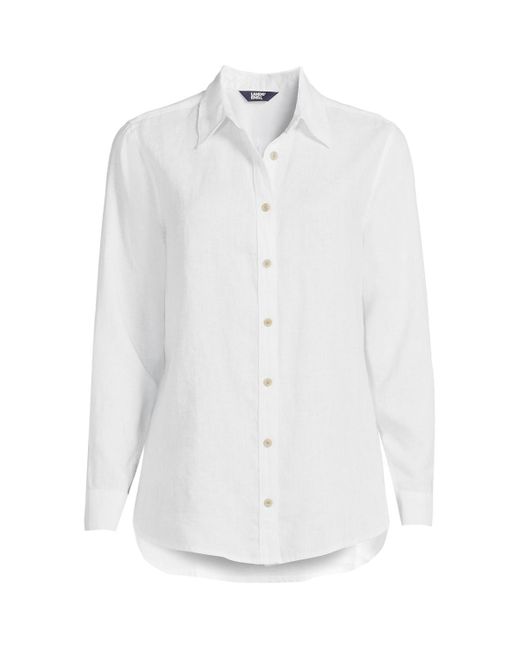 Lands' End White Linen Classic Shirt