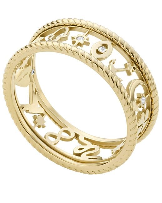 Fossil Sadie Golden Icons Goldtone Stainless Steel Band Ring in