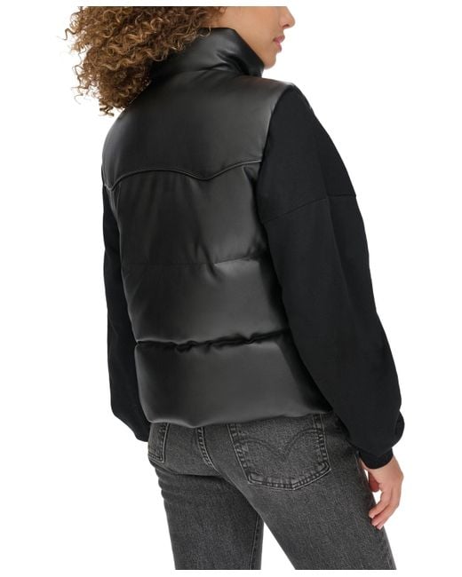 Levi's Black Faux Leather Western Puffer Vest