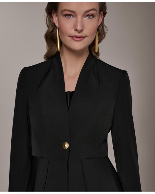 Donna Karan Black Petite Collarless Cropped Jacket