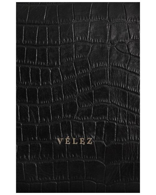 Velez Black Embossed Leather Backpack