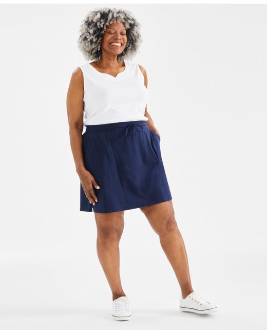 Style & Co. Blue Plus Size Solid Pull-on Skort