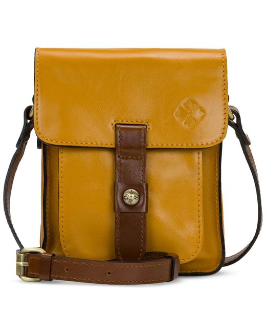 Patricia Nash Lari Crossbody Bag In British Tan - 6.5"L X 3.25"W X 8.5"H, Full-Grain Leather With Adjustable Strap
