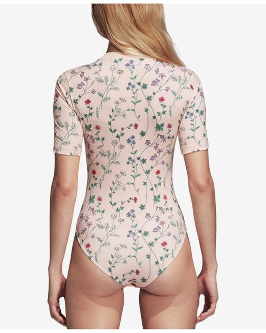 adidas Originals Floral-print Bodysuit in Pink | Lyst