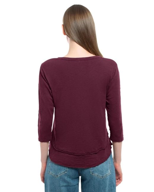 Wilt Purple Sleeve Mock Layer Tee