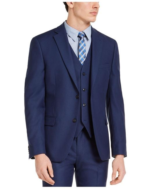Chaqueta de traje elástico azul slim fit para El Salvador Ubuy