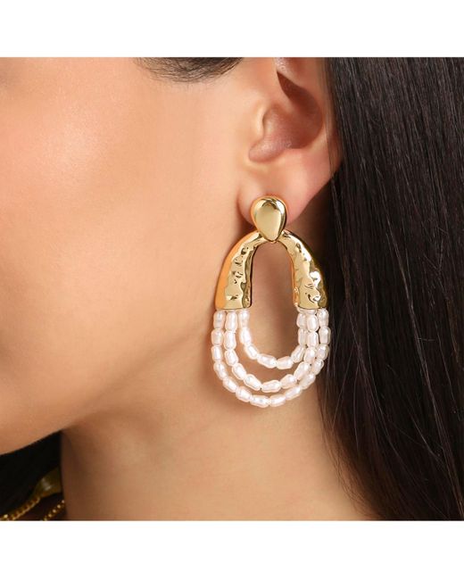 BCBGMAXAZRIA White Multi-strand Beaded Loop Earrings