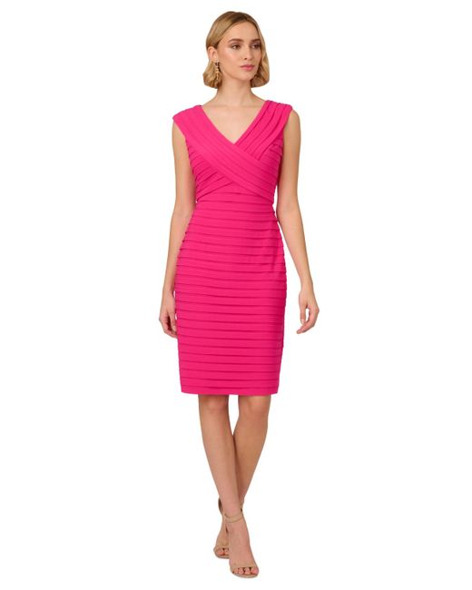 Adrianna Papell Pink Banded Jersey Sheath Dress