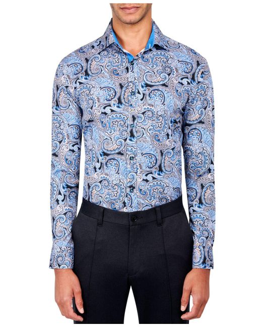 Society of Threads Synthetic Slim-fit Paisley Performance Dress Shirt ...