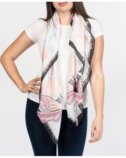 Vince Camuto Natural Oversized Butterfly Printed Square Scarf