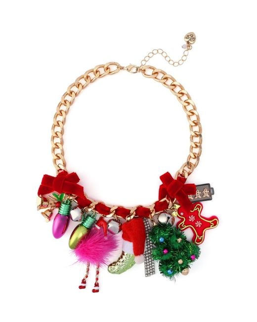 Betsey Johnson Red Faux Stone Santa Baby Statement Bib Necklace
