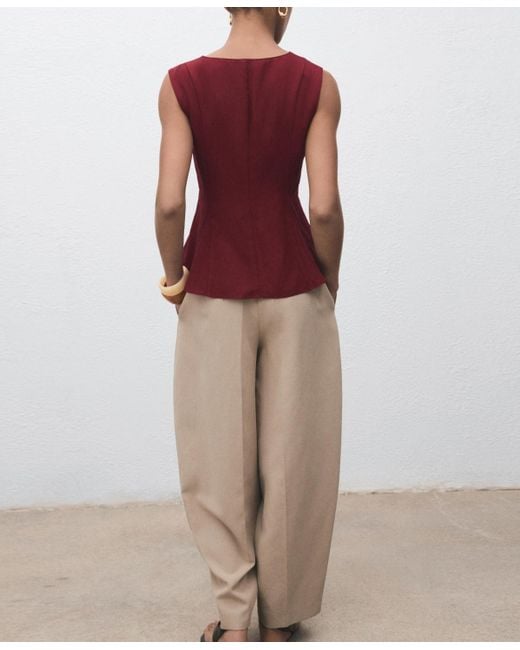 Mango Red Lyocell Peplum Top