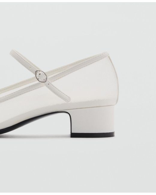Mango White Buckle Strap Mesh Shoes