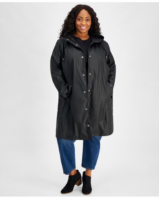 Levi's Black Plus Size Hooded Long-sleeve Zip-front Coat