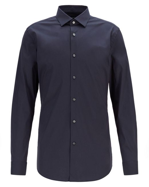 BOSS by HUGO BOSS Travel Line Extra Slim Fit Shirt In Stretch Poplin in Blue  for Men | Lyst
