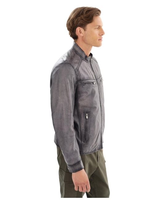 Regency Leathers Gray Enzo Leather Jacket for men