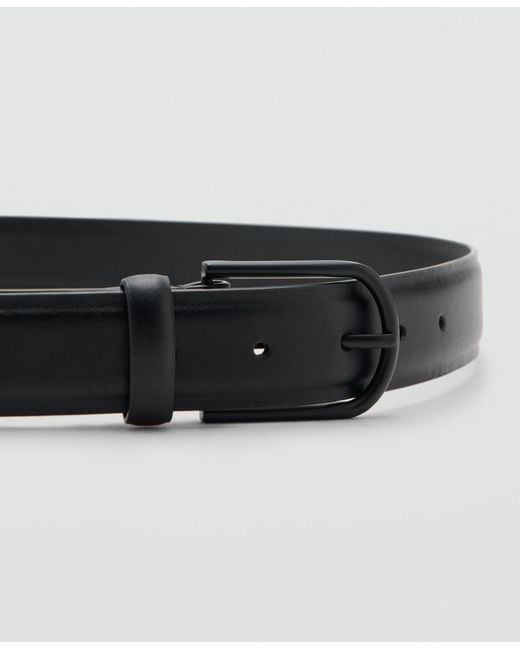 Mango White Nappa Leather Belt for men