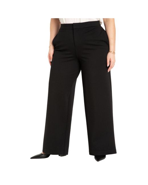Eloquii Black Plus Size Tall The Ultimate Stretch Wide Leg Pant