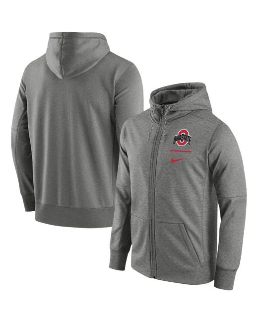 Nike Ohio State Buckeyes Logo Stack Performance Full-zip Hoodie in Gray ...