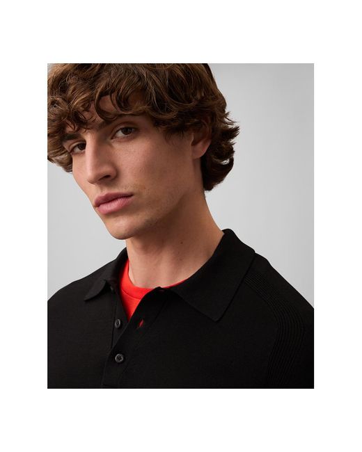 Calvin Klein Black Short Sleeve Tech Knit Polo for men