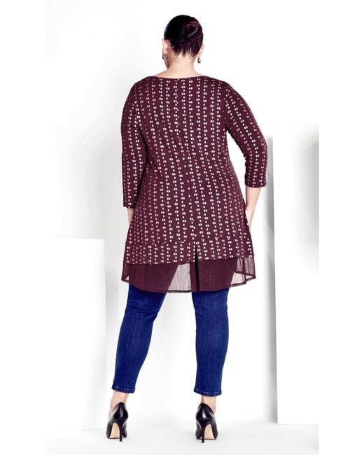 Avenue Purple Tops & Tees Foil Print Tunic
