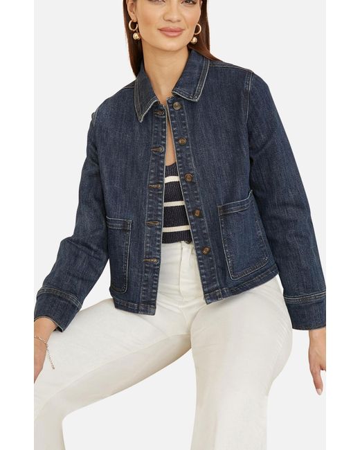 Yumi' Blue Denim Jacket With Patch Pockets