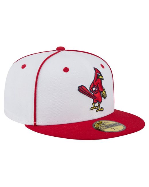KTZ White/red Memphis Redbirds Authentic Collection 59fifty Fitted Hat for men
