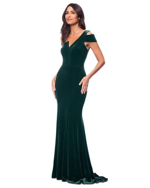 Betsy Adam Petite Velvet Gown in Green Lyst