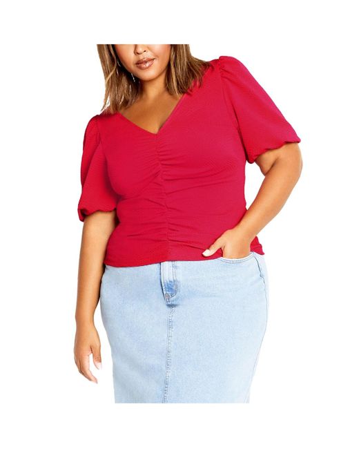 City Chic Red Plus Size Selina Top