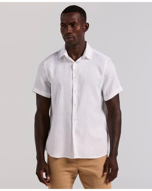 Perry Ellis White Solid Linen Shirt for men