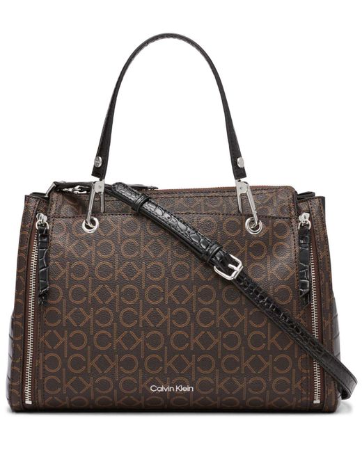 Calvin Klein Synthetic Garnet Satchel Bag in Brown Khaki, Black (Brown ...