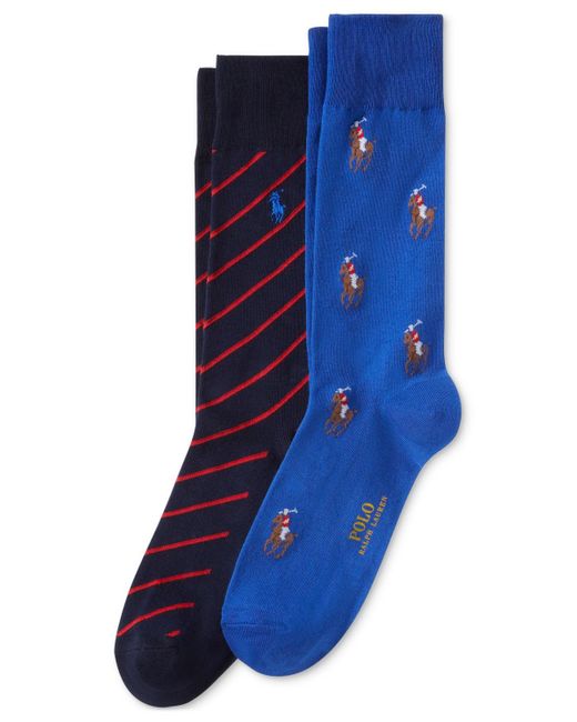 Polo Ralph Lauren Blue 2-pk. Knit-in Pony Slack Socks for men