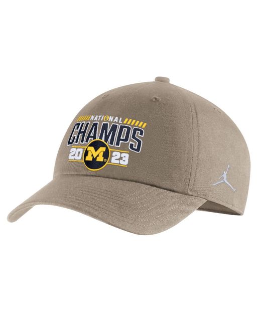 Nike Gray Michigan Wolverines College Football Playoff 2023 National Champions Replica Locker Room Heritage86 Adjustable Hat for men