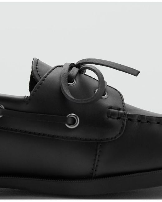 Mango White Leather Nautical Shoes for men